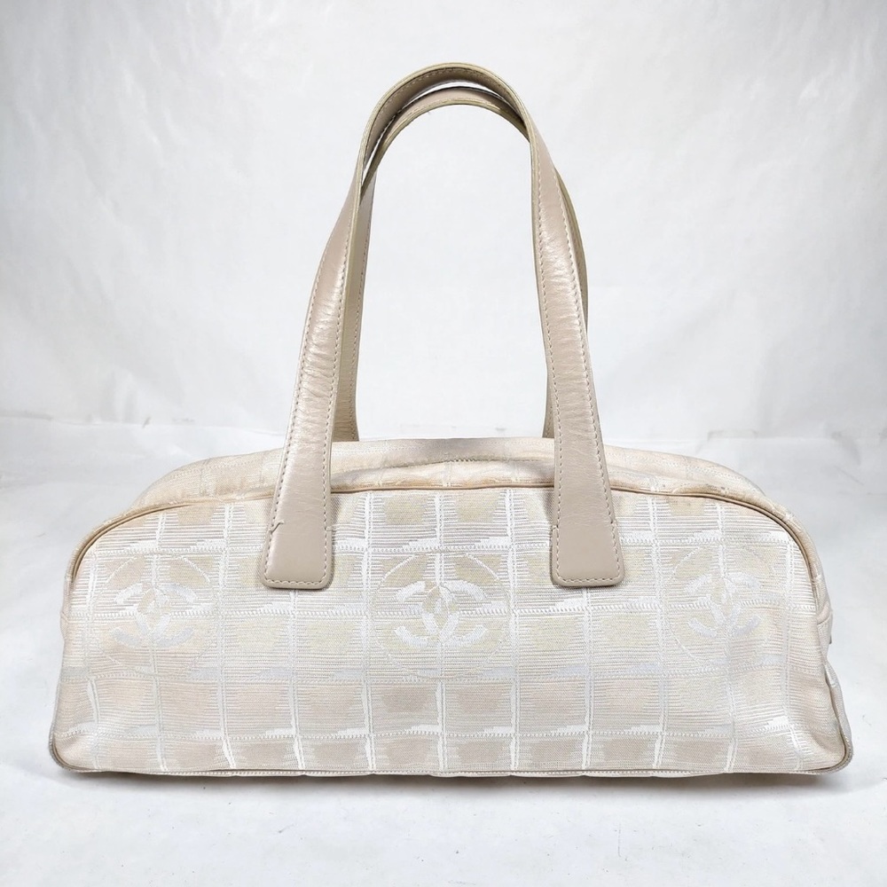 Chanel Hand Bag Beige Canvas Leather Woman Authentic Used - Picture 1 of 10